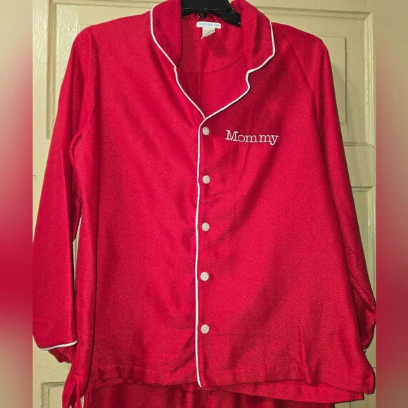 Pottery Barn Kid's Adult Solid Red Pajama Monogrammed "MOMMY" Set - Picture 2 of 8